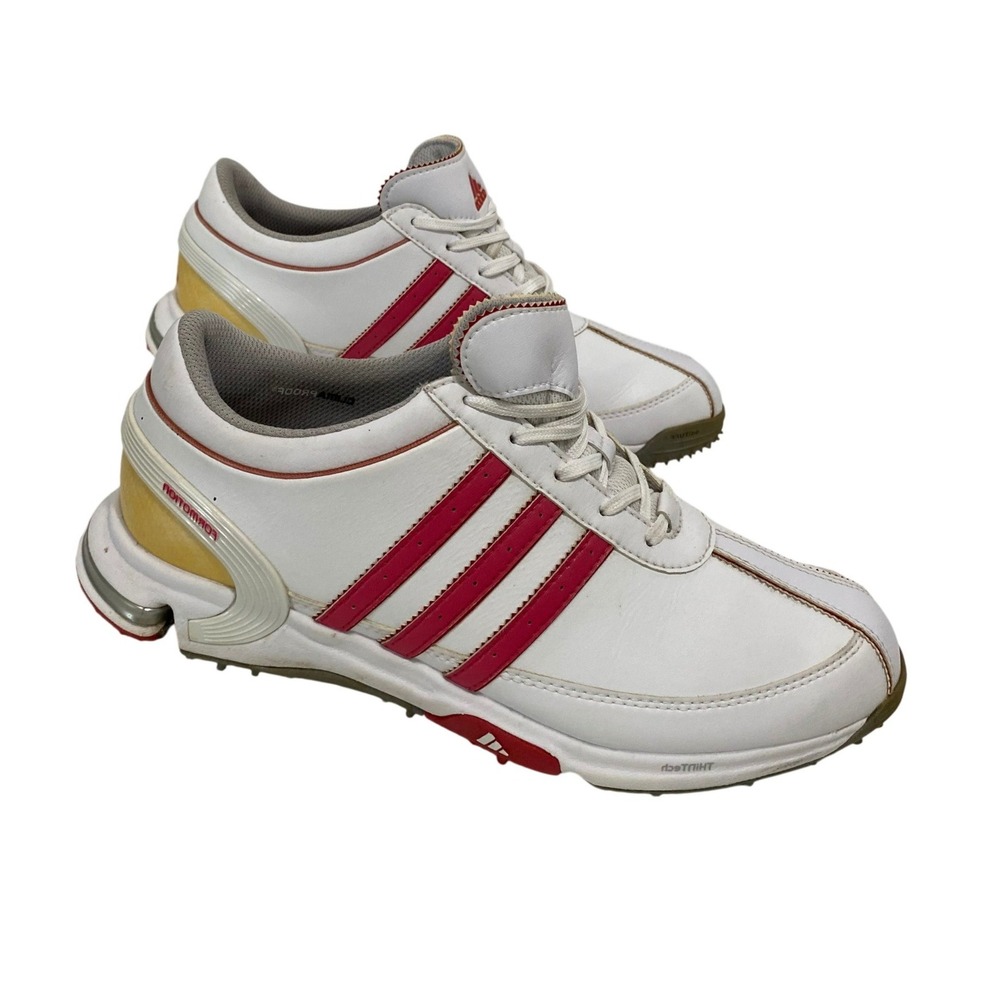 Adidas Golf Shoes Women 8.5 White Pink ClimaProof Spiked Good ThinTech Lace UP